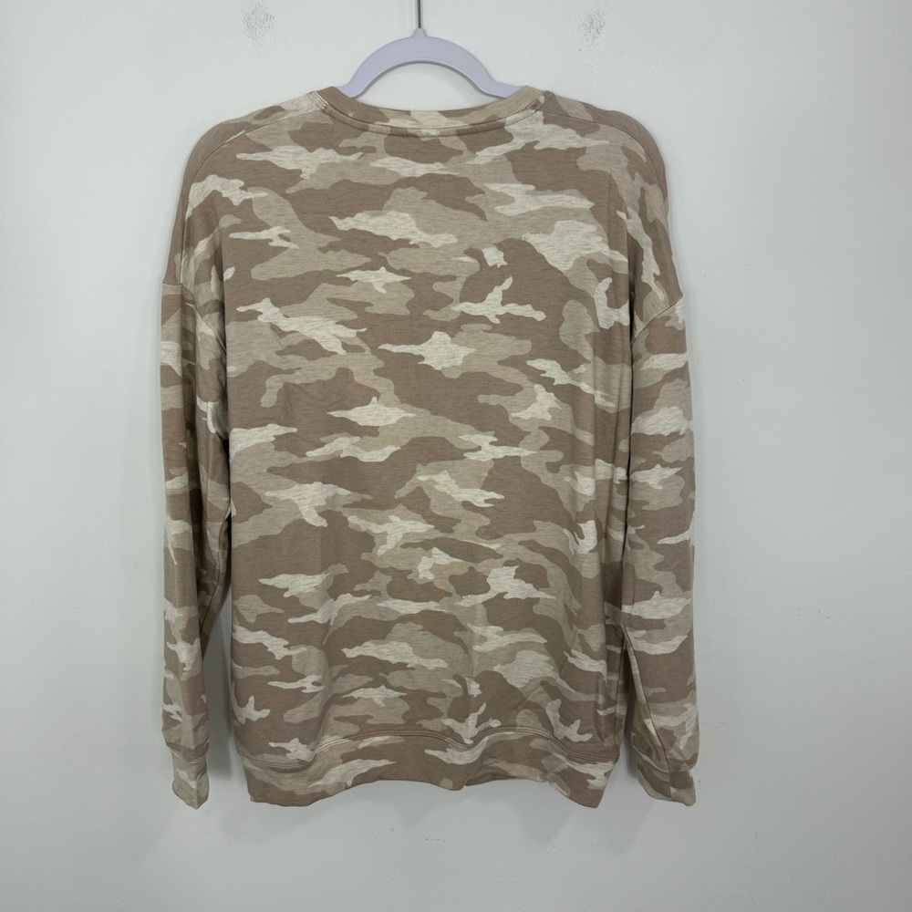 ATHLETA Studio To Street Printed Sweatshirt SM Camo Lux Oatmeal Heather - Picture 5 of 13